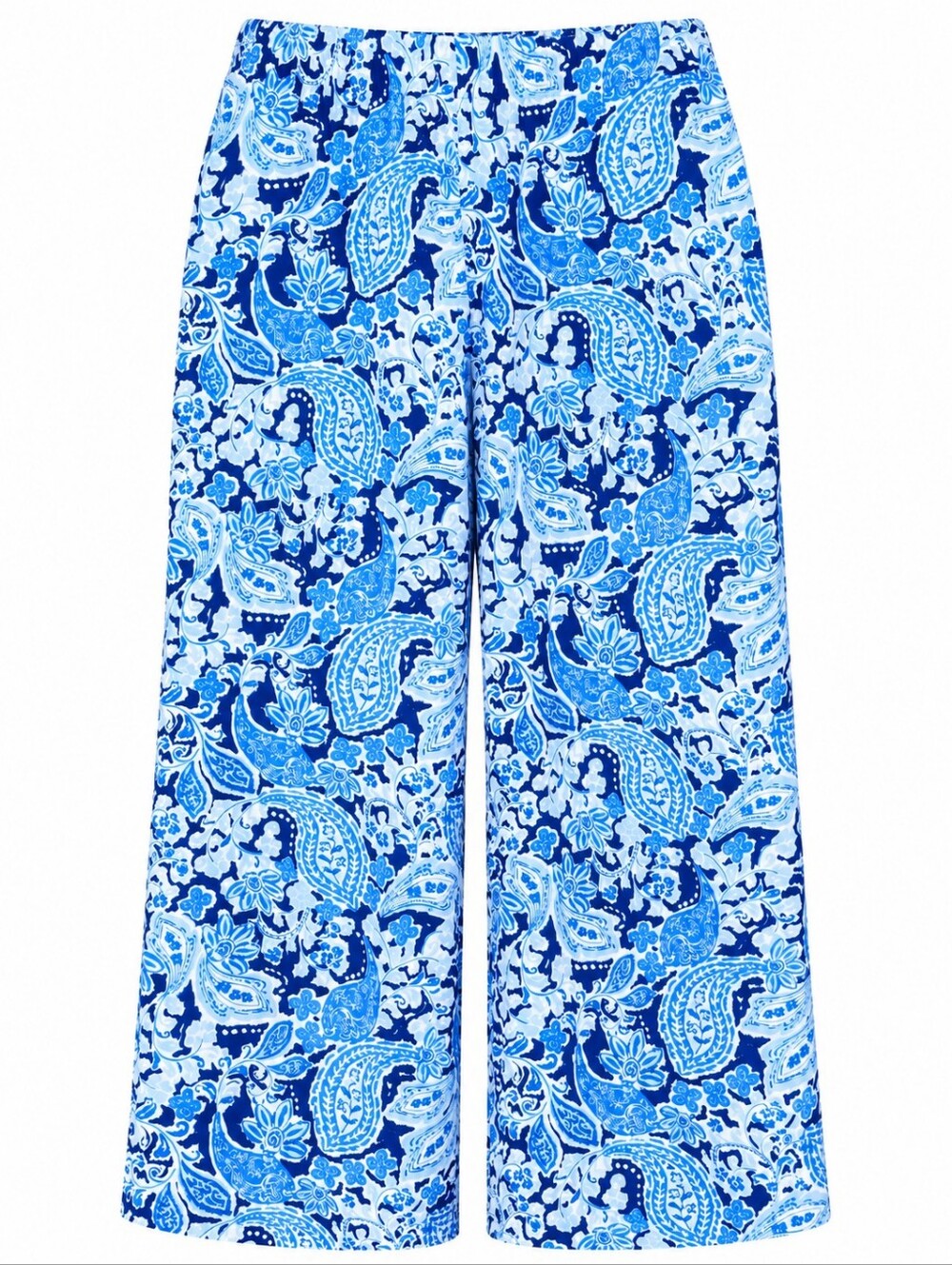 J. Jill Blue Paisley Elastic Waist Wide Leg Flowy Crop Pants Womens Sz XL Boho